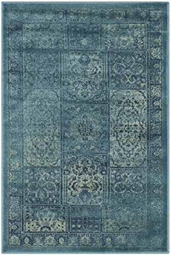 SAFAVIEH Traditionell Teppich für Wohnzimmer, Esszimmer, Schlafzimmer - Vintage Collection, Kurzer Flor, Türkis und Multi, 79 X 122 cm