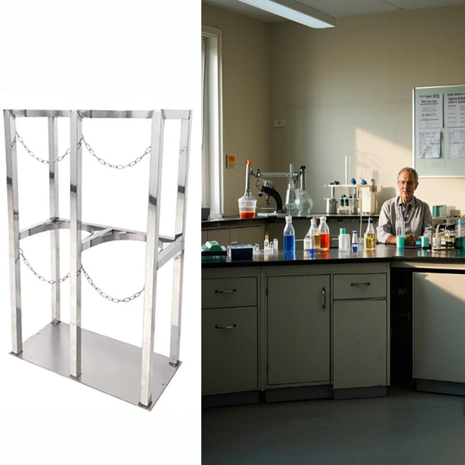 WQPMNYG Floor-Standing Oxygen Tank Storage Rack - Universal Cylinder Stand for Propane & Oxygen Tanks - Durable & Stable Trolley