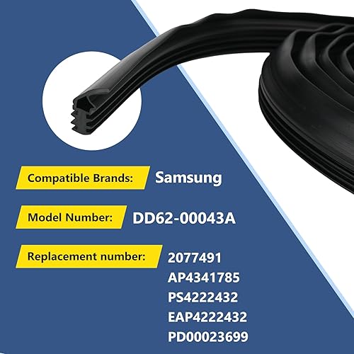 Miniatura 2 de Actualización DD62-00043A Junta de sello de puerta de bañera delantera para lavavajillas, goma mejorada compatible con lavavajillas Samsung