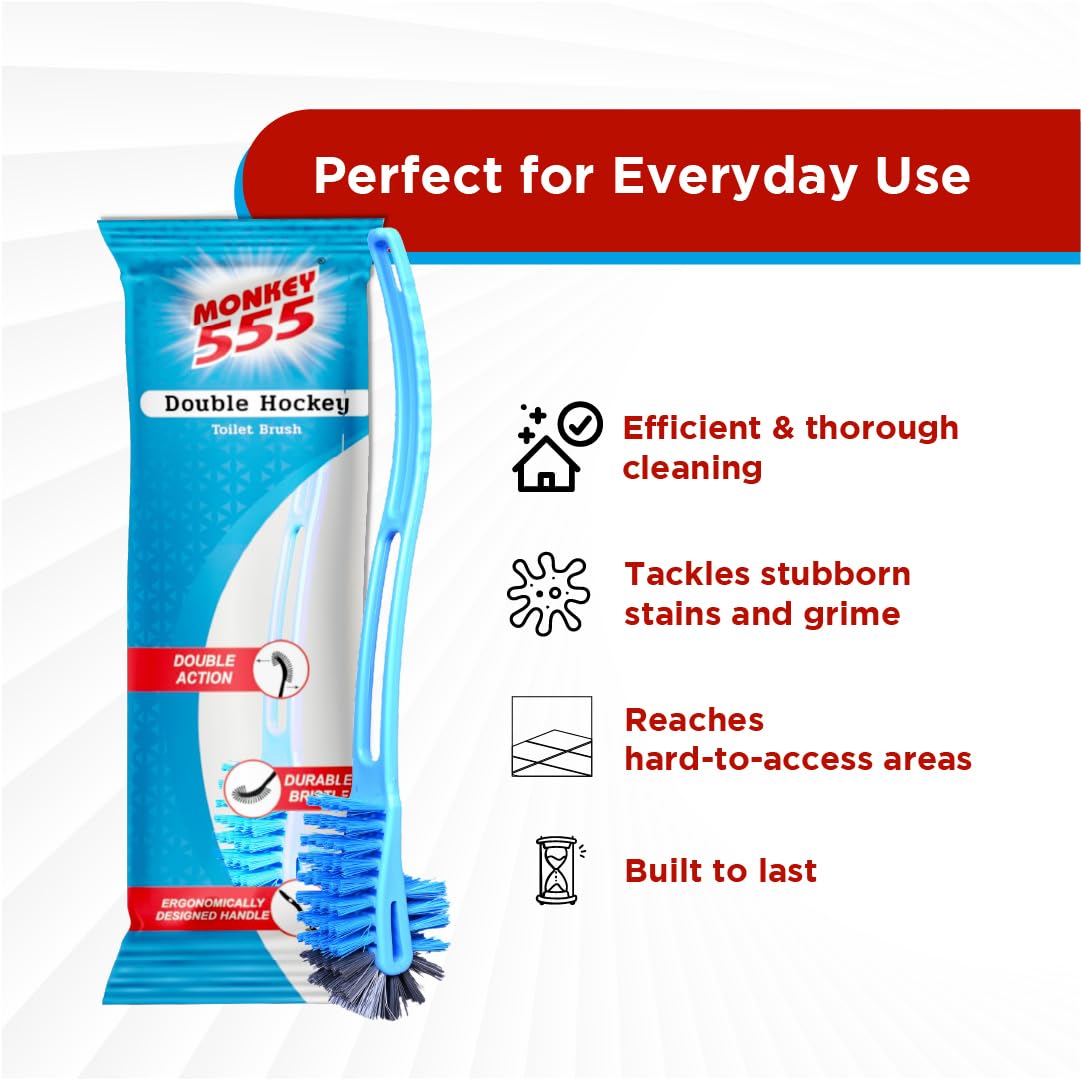 Monkey 555 Double Hockey Toilet Brush - Thick Nylon Bristles