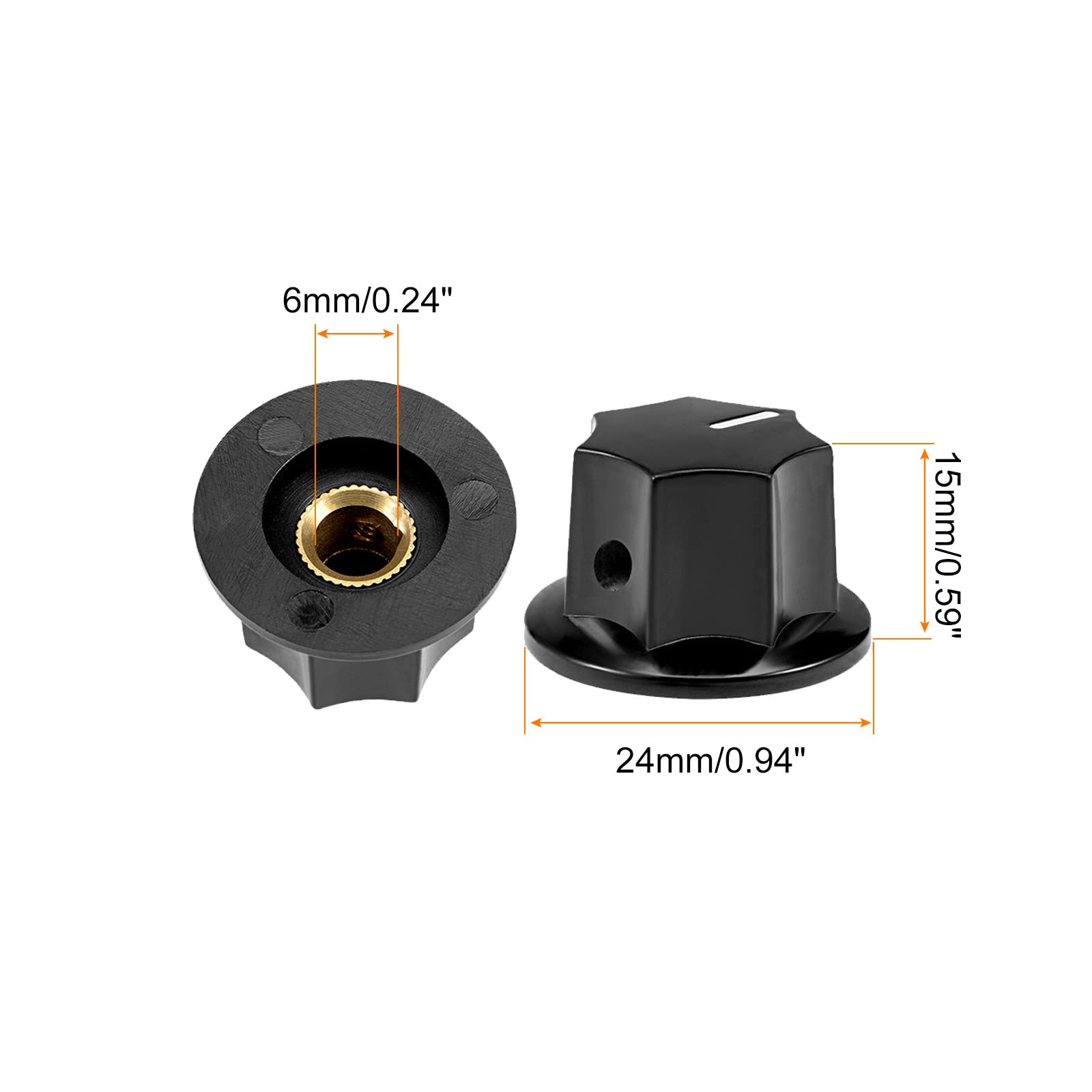 Rebower Potentiometer Control Knob Insert Shaft Switch Knobs, [for Audio Device] - 6mm/Black / 5Pcs