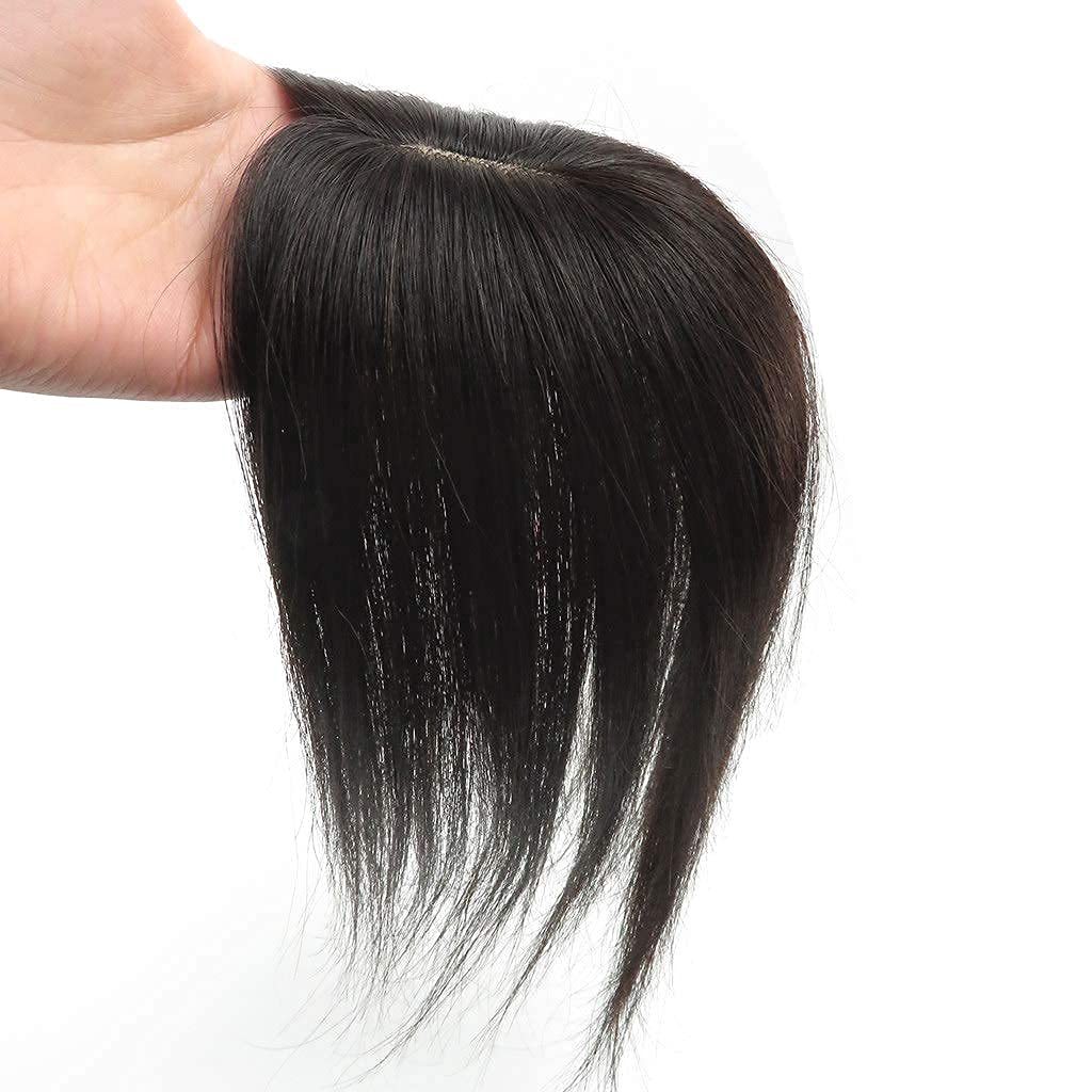 RemeeHi Real Human Hair Piece Pu Similar to Silk Base Women Topper or Toupee Wiglet Top Thin Loss Hair 5x8 Natural Black 25cm