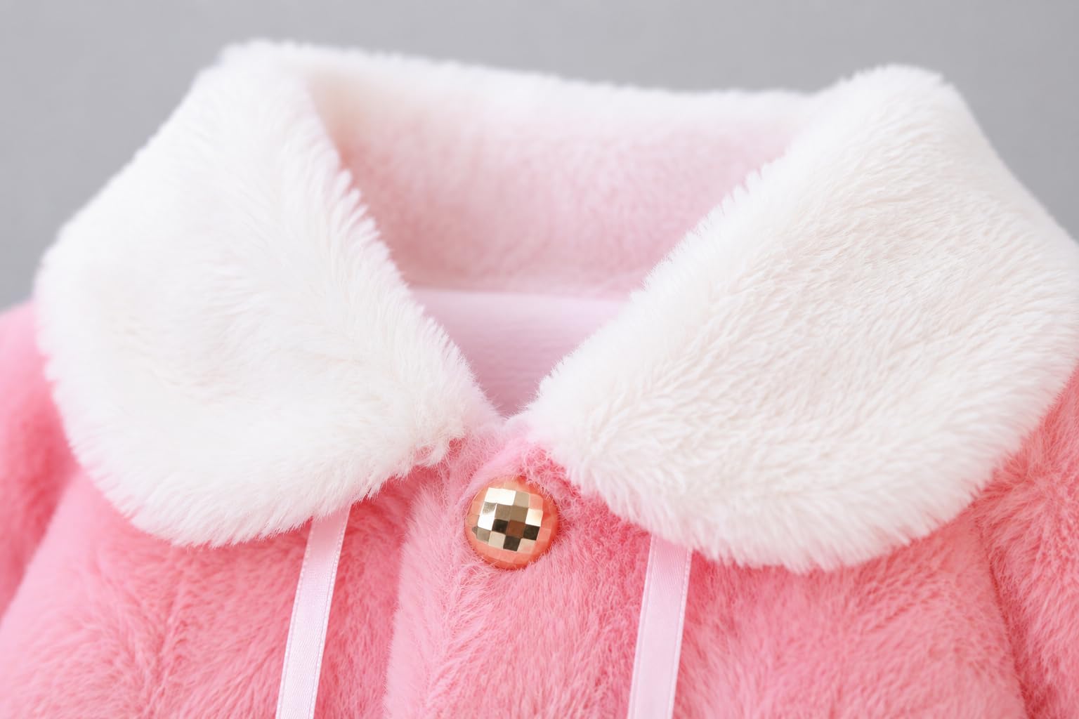 ANESHA Baby Girl Winter Cloak with Satin Ribbon Tie & White Fur Collar – Cosy Plush Cape for Toddler Girls For KIDS (6 Months - 19 Months) 3