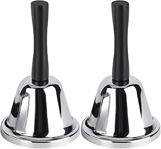eWINNER 2PCS Stainless Steel Loud Calling Hand Bell/Dinner Bell/Service Bell/Counter Reception Bell/Tea Bell/Metal Hand Bell/Christmas Rattle for Kids/School/Wedding/Home/Party/Call for Pets