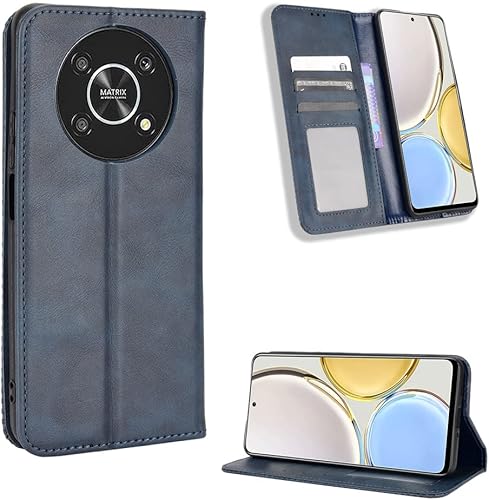 Kukoufey Case for Honor Magic 4 Lite 4G - Funda de piel sintética para Honor X30, funda para Honor X9, funda de piel sintética, color azul