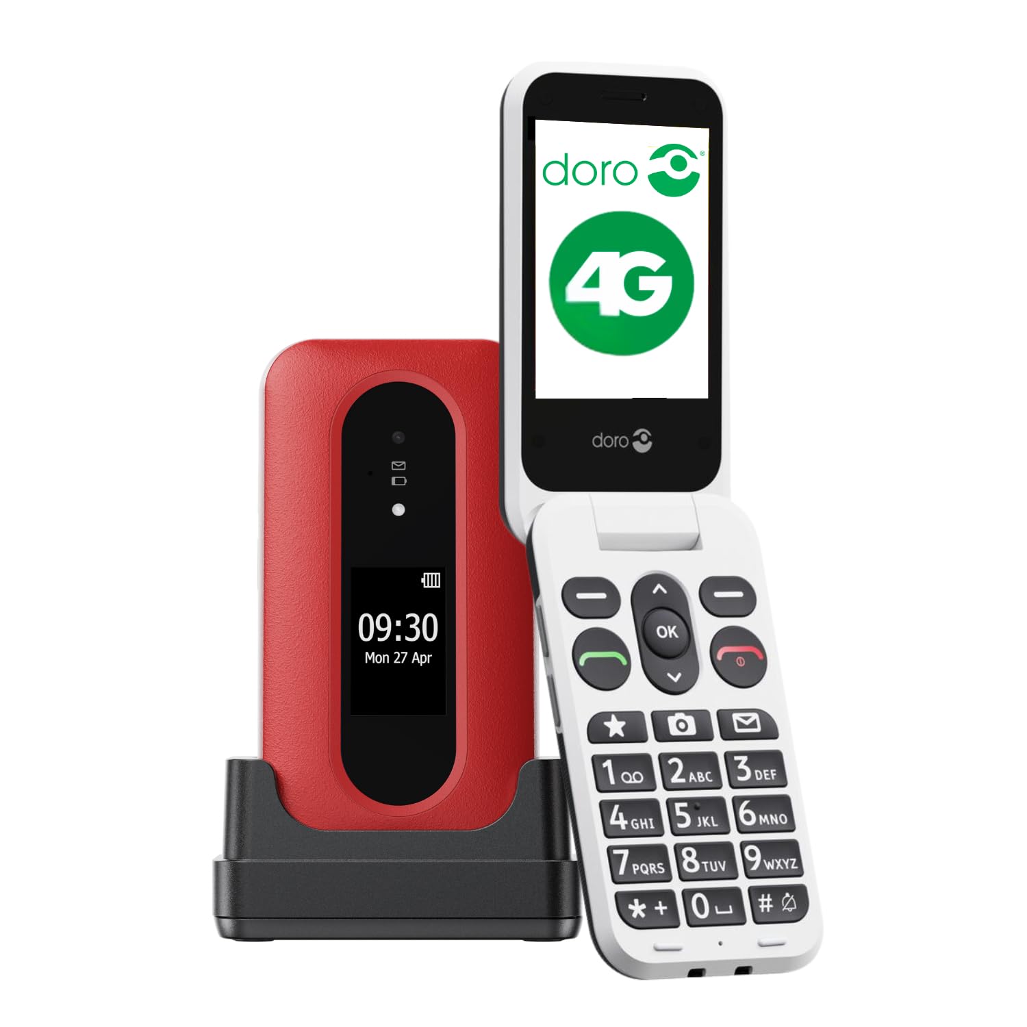 Doro Leva L30 Unlocked Basic Flip Phone for Elderly - Red