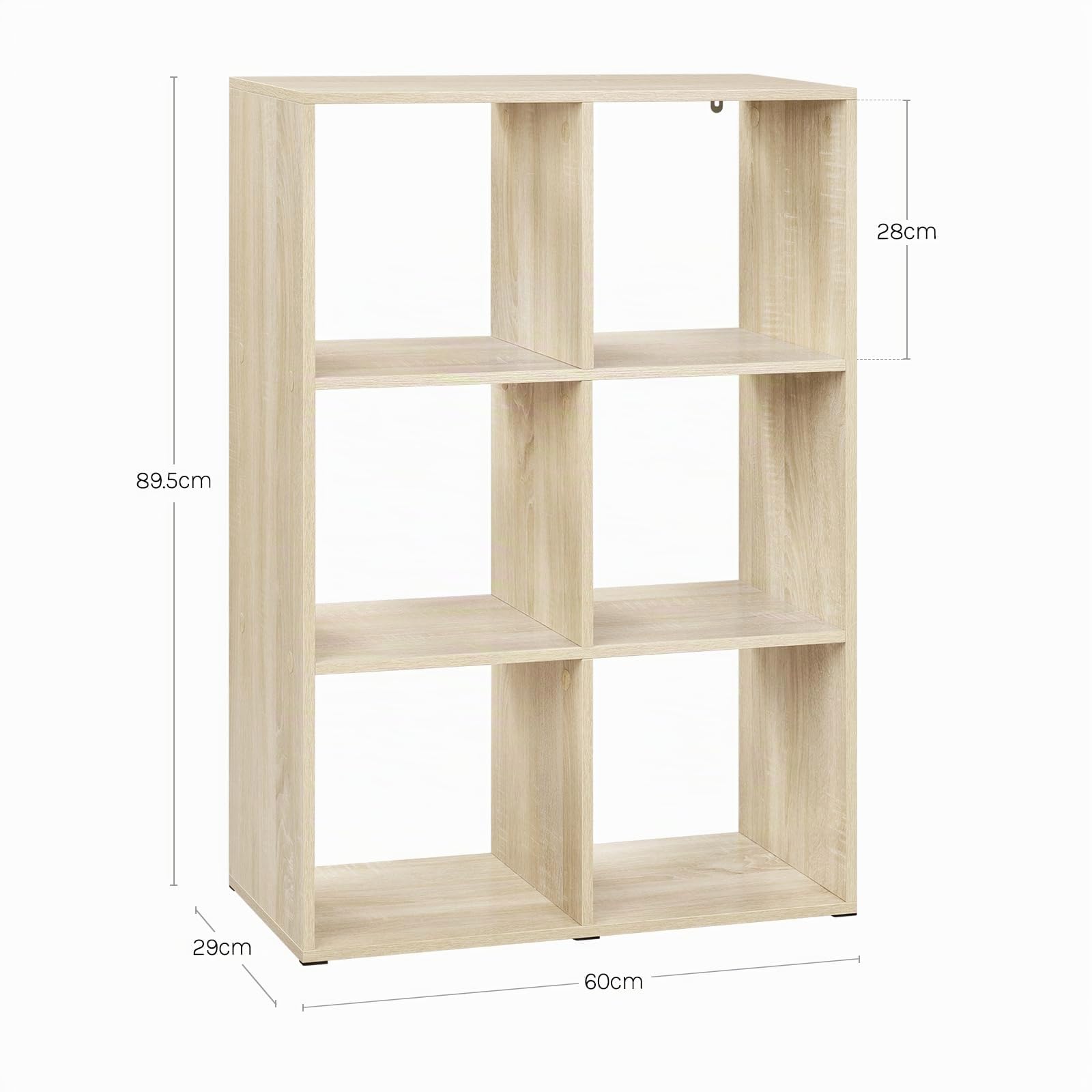 WOLTU Estantería Libreria de Libros de 3 Niveles | de 6 Cubos de Almacenaje, para Salon Estudio y Oficina, Madera, Roble Claro