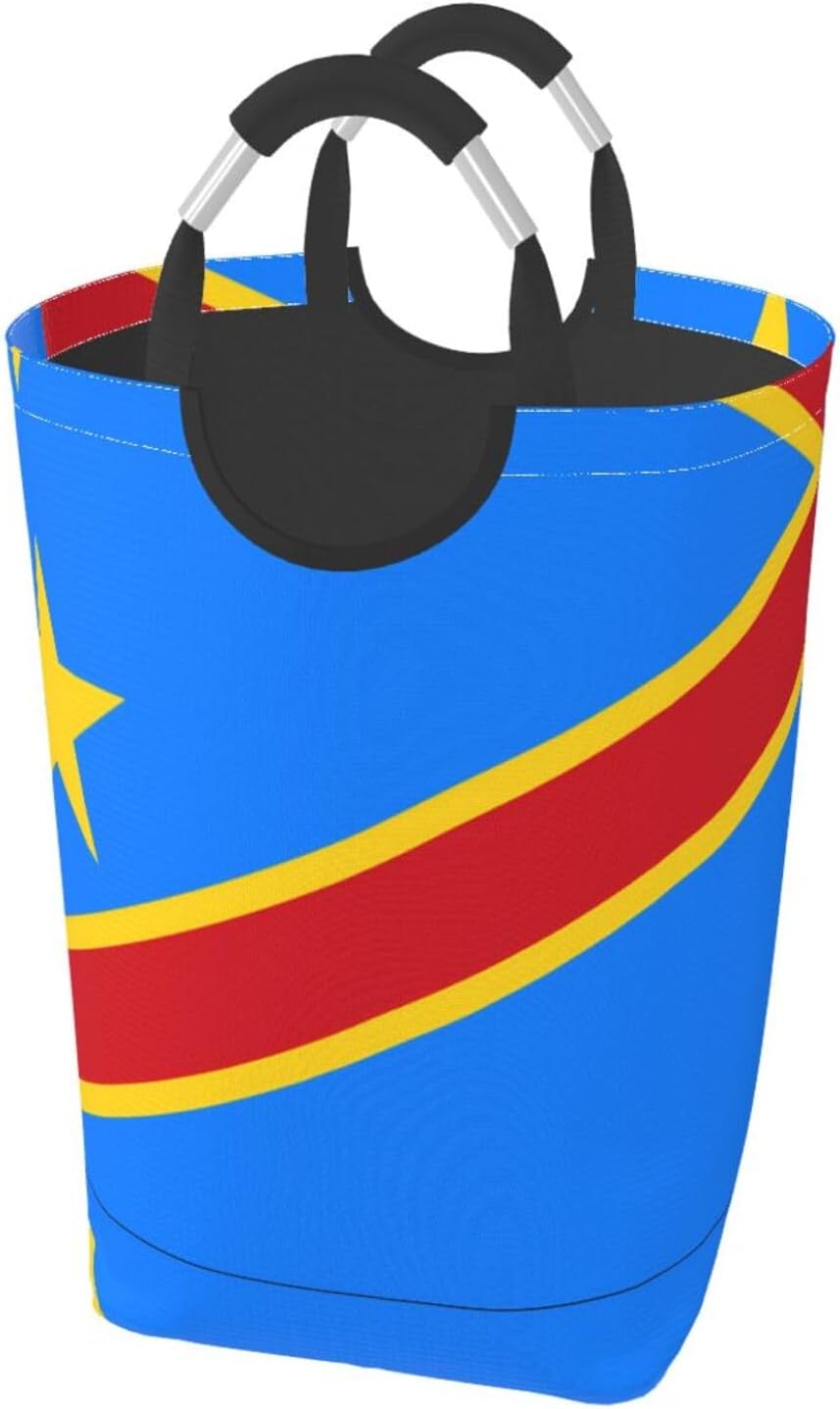 Flag of the Congo Foldable storage bag, 50L capacity, suitable for laundry room, dormitory bedroom, dirty clothes storage basket.