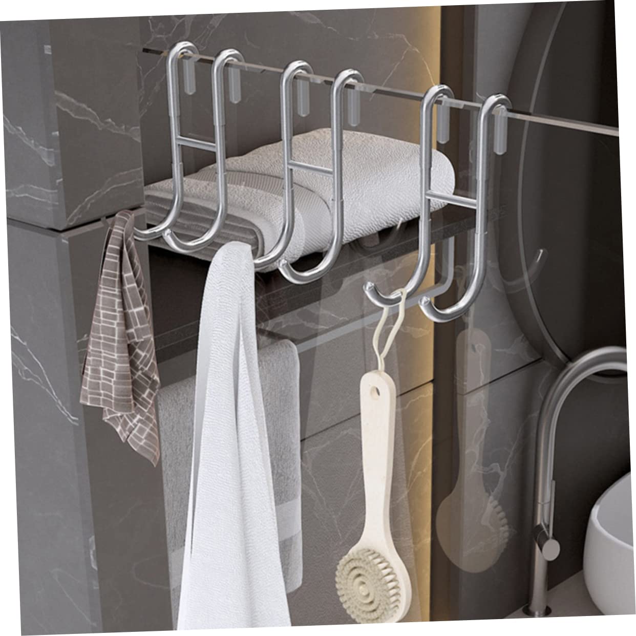 KICHOUSE 1pc Heavy Duty Clothes Rack Over The Door Hook Hanging Hooks for Bird Feeders Over Door Hooks Kitchenware Hook Plant Hooks Clothes Hook Hanger Cabinet Hooks Stainless Steel Silver