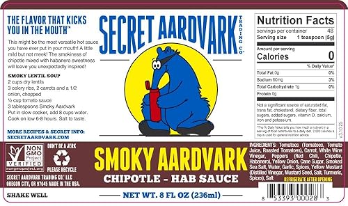 Miniatura 2 de Secret Aardvark - Paquete variado de salsa picante  Chipotle ahumado, segador y salsa picante de escorpión rojo, salsas picantes y adobos sin OMG,