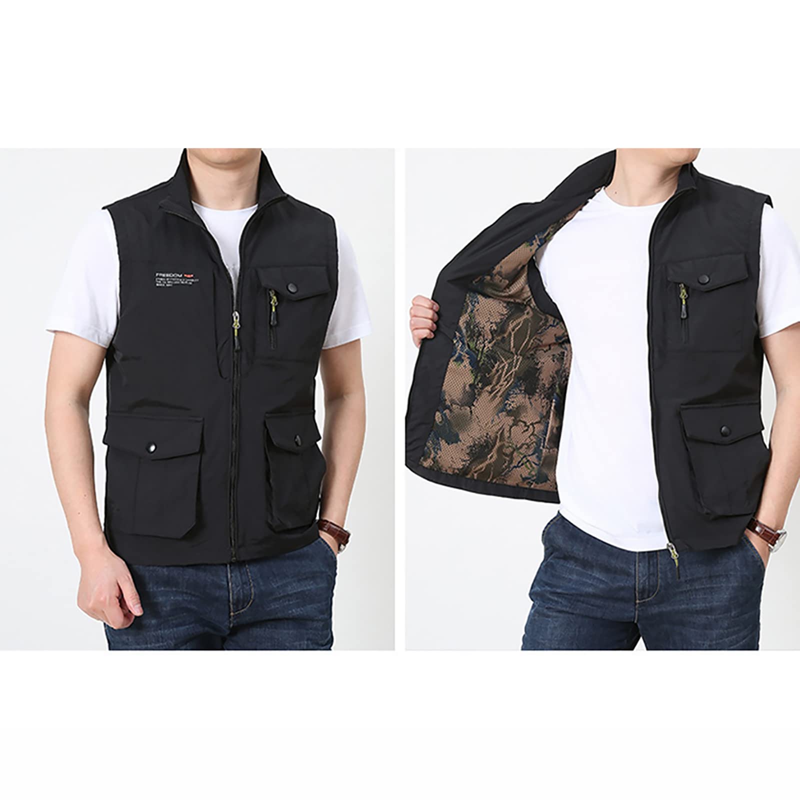 Safari Gilet Été Décontracté Pêche en Plein Air Photographie Voyage Travail Gilet Rapide, Léger, Respirant Veste