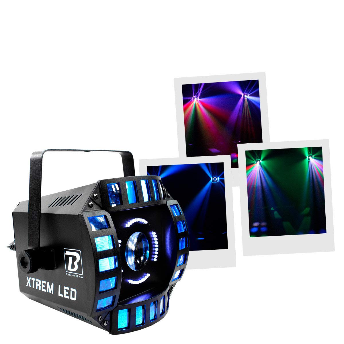 Jeu de lumières à led BOOMTONEDJ Xtrem Led, 3 effets en 1, effets pré-programmés, 4 modes de fonctionnements, DMX , idéale pour Fête, Soirée, Bar, Anniversaire, Club, DJ Disco, effet wouaou assuré !!