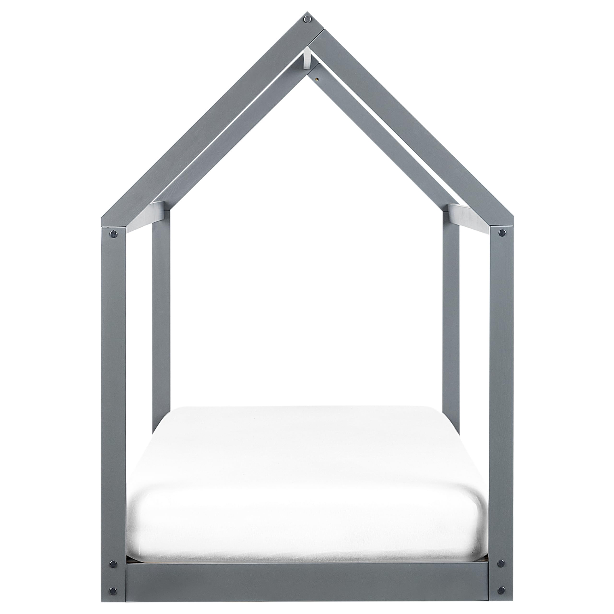 Hausbett für Kinder aus Holz 90 x 200 cm grau Kinderzimmer Kinderbett Tosse