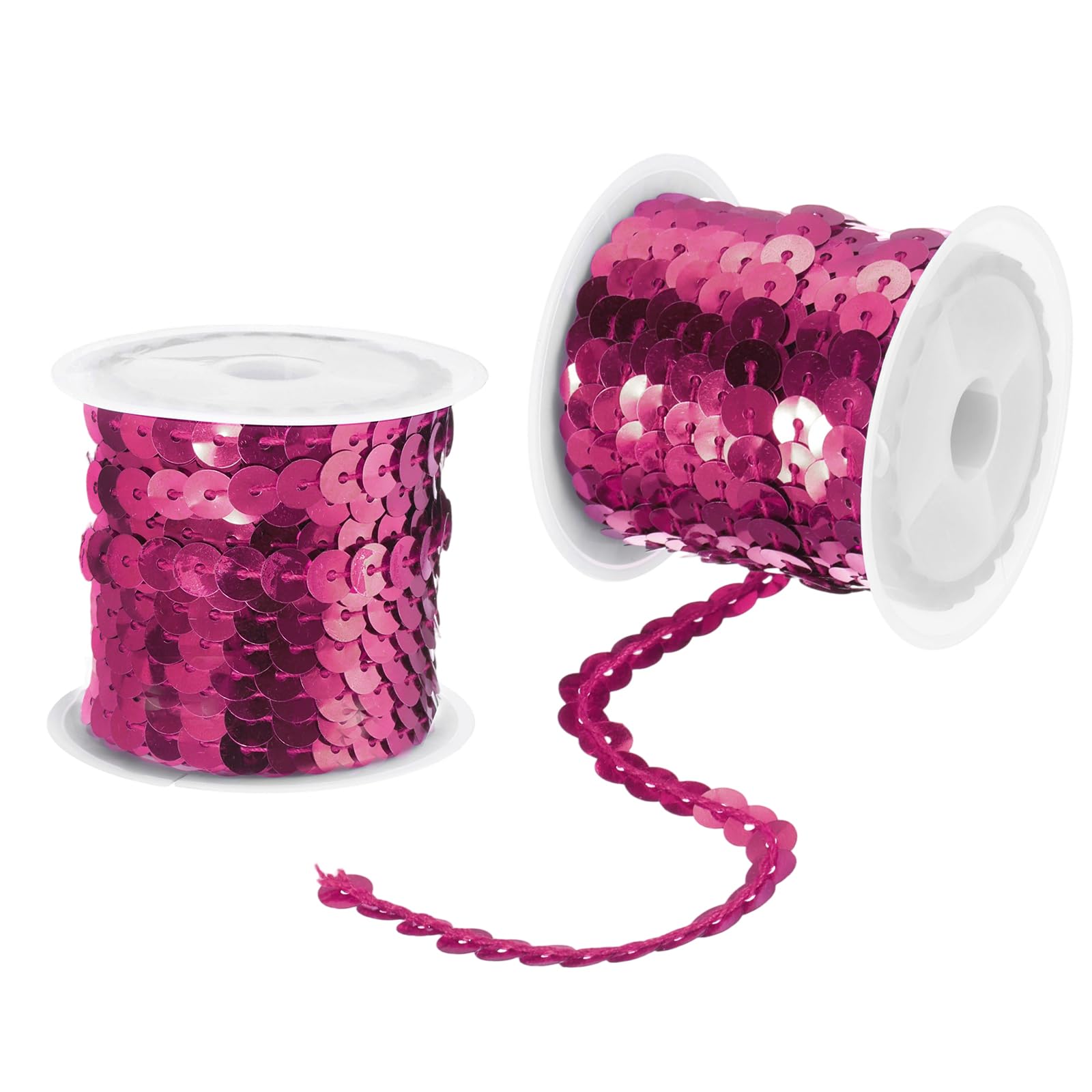 sourcing map 2Pcs 5 Yards x 0.24 Inch 6mm Flat Sequin Strip Laser Sequins Fabric Paillette Spangle Sequins Trim for Crafts DIY Sequin Fringe Sewing Dark Red