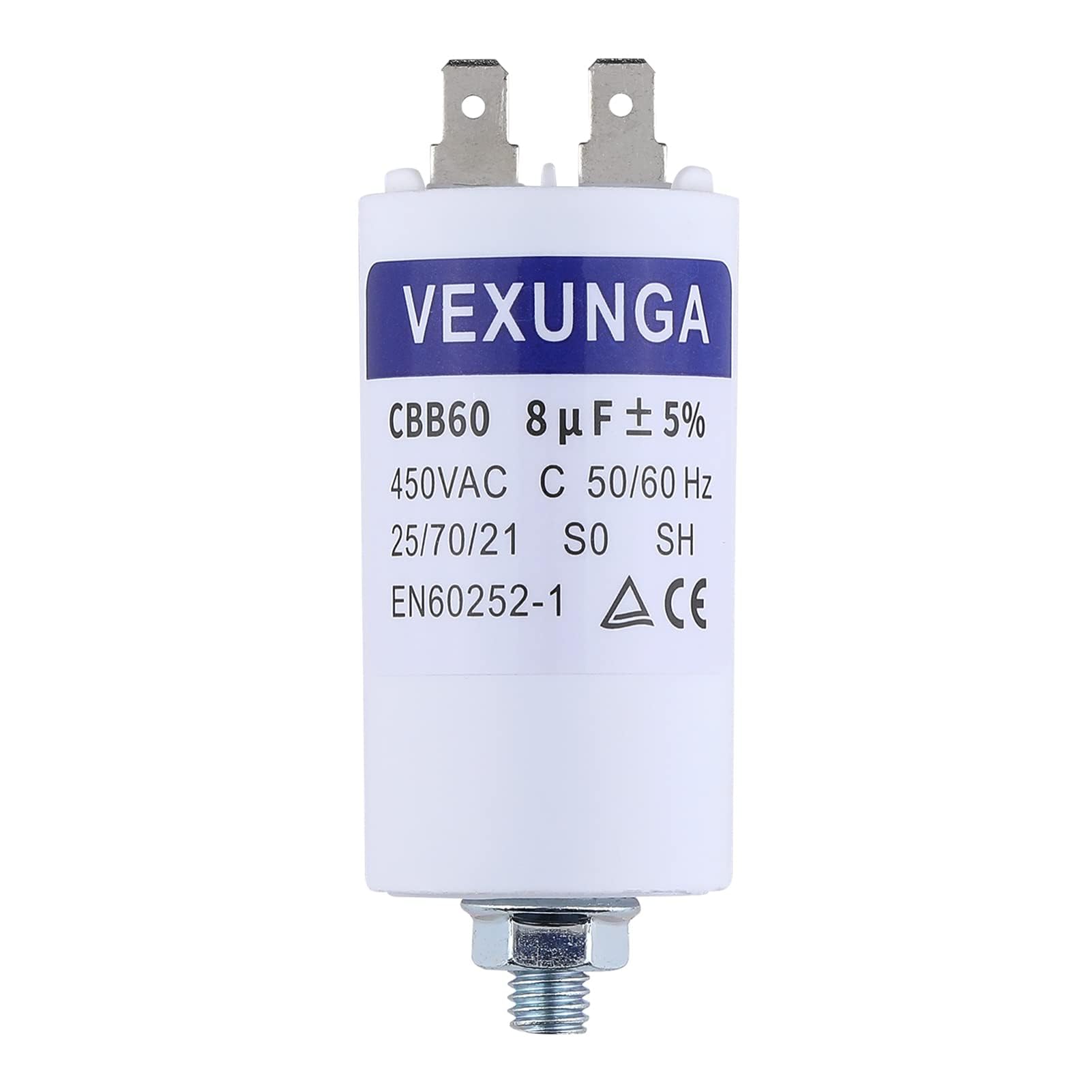 VEXUNGA CBB60 Condensatore Avviamento Motore 8uF 450V 35x65MM M8
