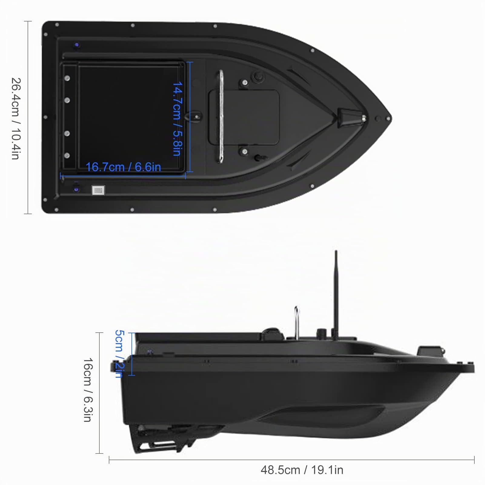 Kavolet 500m Köderboot Angeln Ferngesteuertes Futterboot, GPS Angelköderboot, 2KG Beladung Nachtangeln Köderboot mit großem Köderbehälter Automatisches Köderboot, 10000mAh wiederaufladbare Batterie