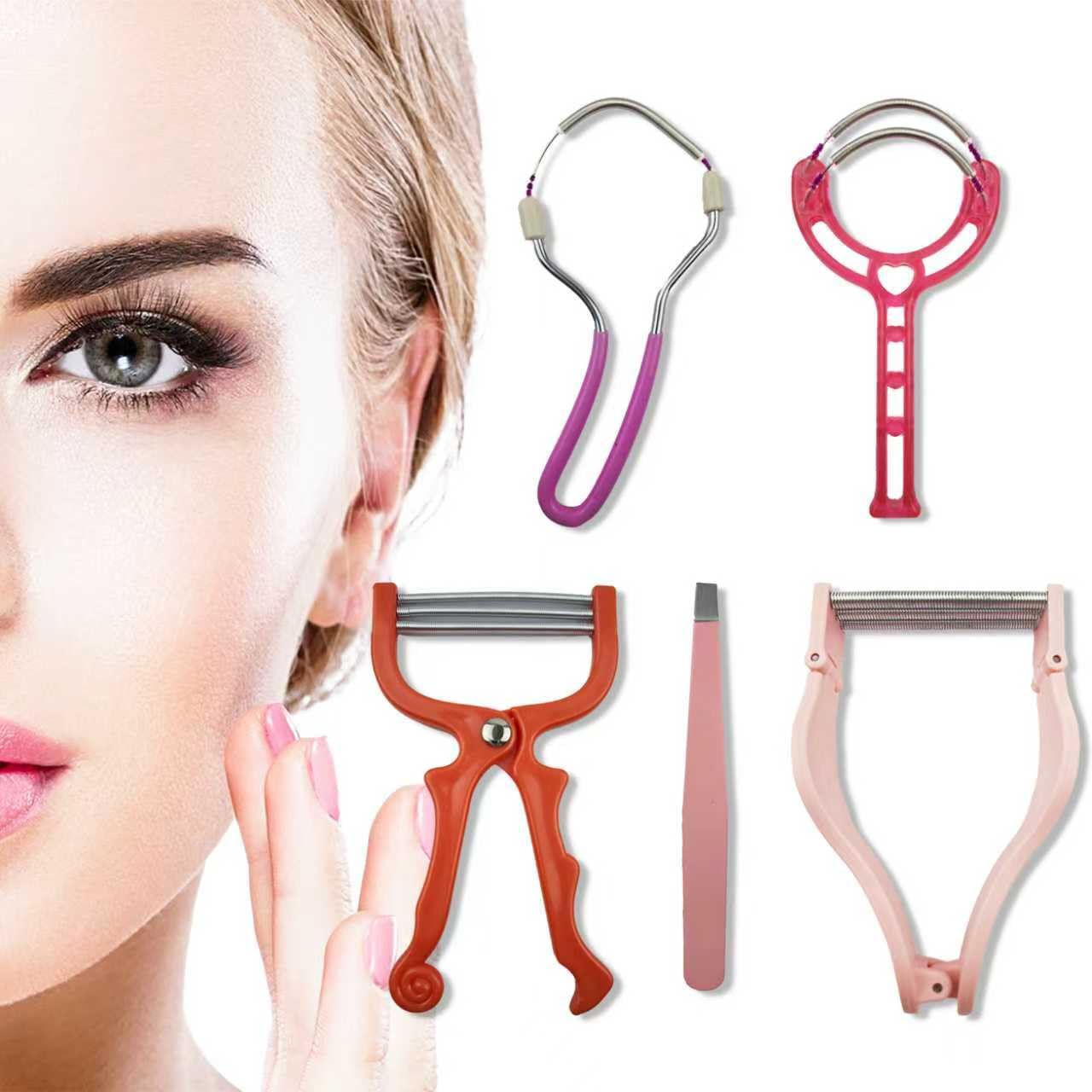 Spring Hair Remover - 5 in 1 Face Hair Remover Kit, Facial Hair Removal for Women, Spring Tweezer Hair Remover for Chin, Upper Lip, Mustache