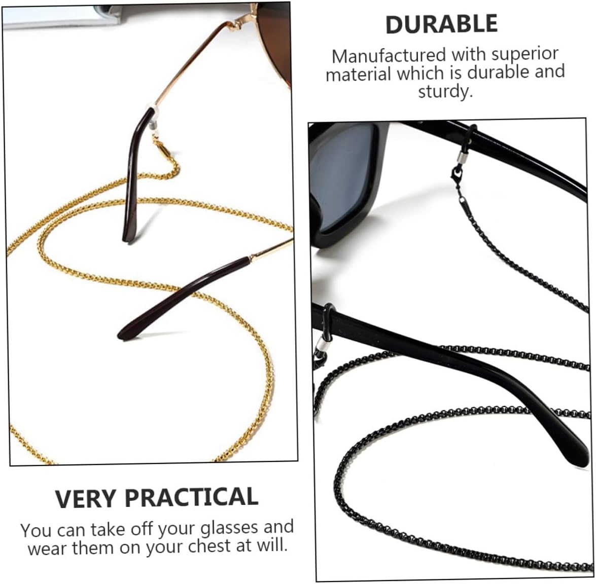 GLEAVI 4pcs Metal Copper Glasses Lanyard Eyeglasses Rope Stylish Glasses Chain Non-skid Strap for Women Men Sunglasses Neck Holder Accessory