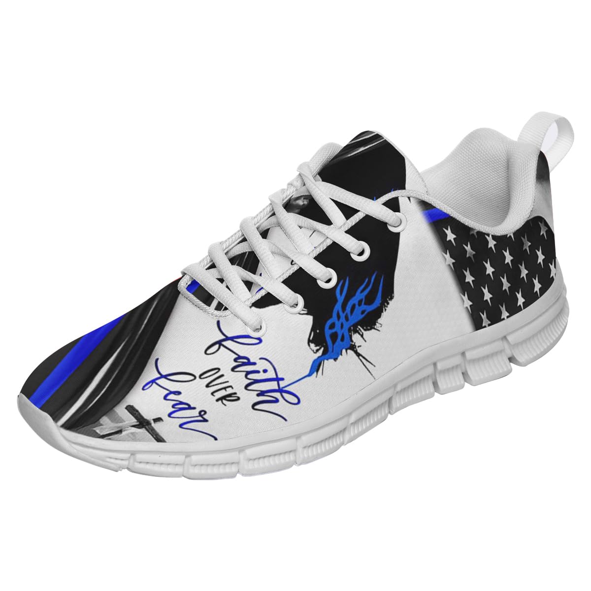 Faith Over Fear Thin Blue Line Shoes for Women Men Tennis Shoes 3D Print Fashion Running Sneakers