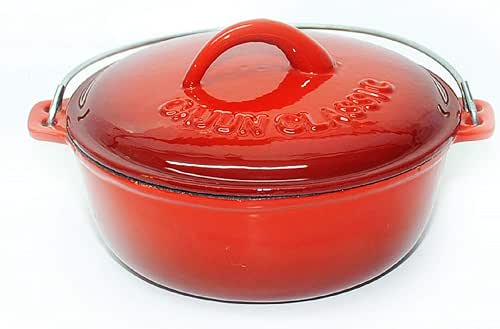 12 Qt. Red Enamel Coated Cast Iron Dutch Oven