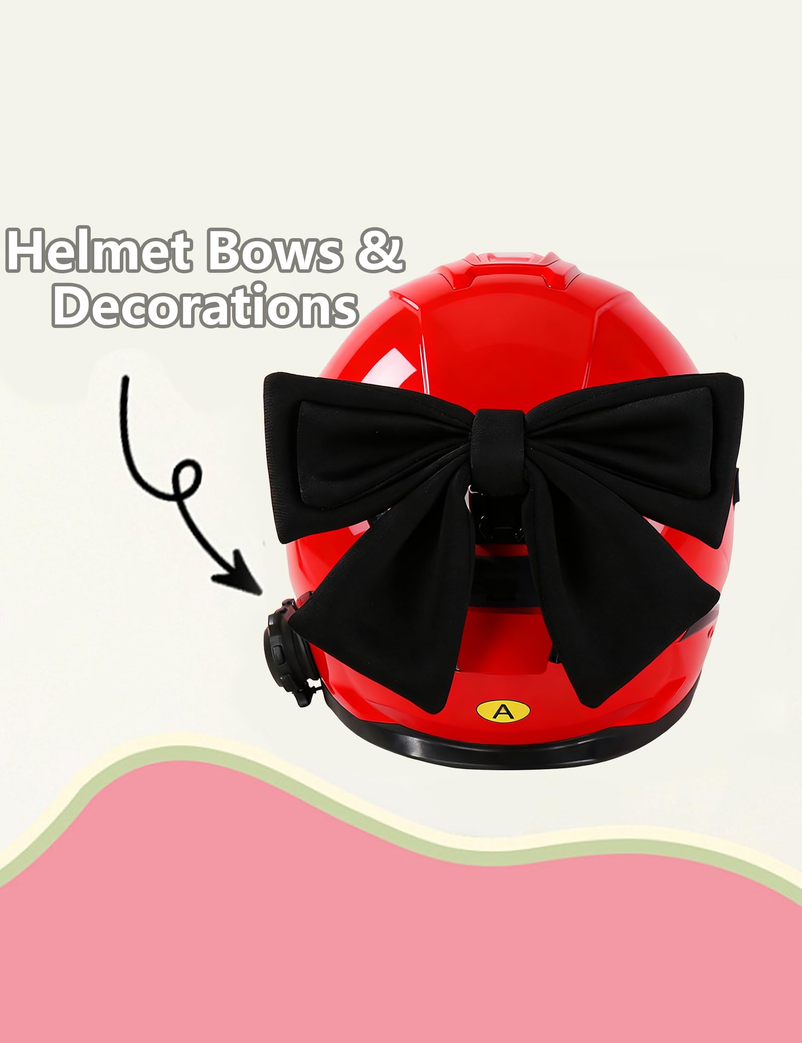 Casque Moto Décorations Nœud Papillon pour Femme, Noir