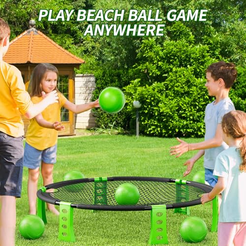 NIPLOOW Outdoor Beach Ball Game Set for Kids Teens Adults, Includes 6 Balls, Net and Carrying Bag, Outdoor Game Beach Toys Lawn Yard Games for 3 4 5 6 7 8 9 10 Year Old Boys Girls Kids Adults Family - Thumbnail 3