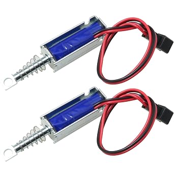 MEETOOT 2Pcs SM0537 DC12V-2A 5N Push Pull Type Open Frame Solenoid Electromagnet, 10mm