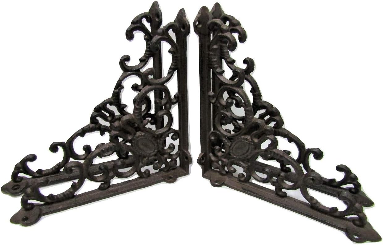Shelf Brackets Braces Cast Iron Cameo 8 x 8 Inch Rustic Antique Style Set of 4