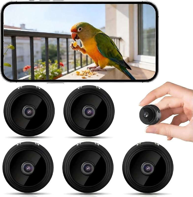 5 PCS Upgrade 1080P Small WiFi Security Cameras, Compact Home Office Cam to Monitor Pets, Babies & Seniors Portable Tiny Night Vision Mini Camera for Indoor & Outdoor L/G