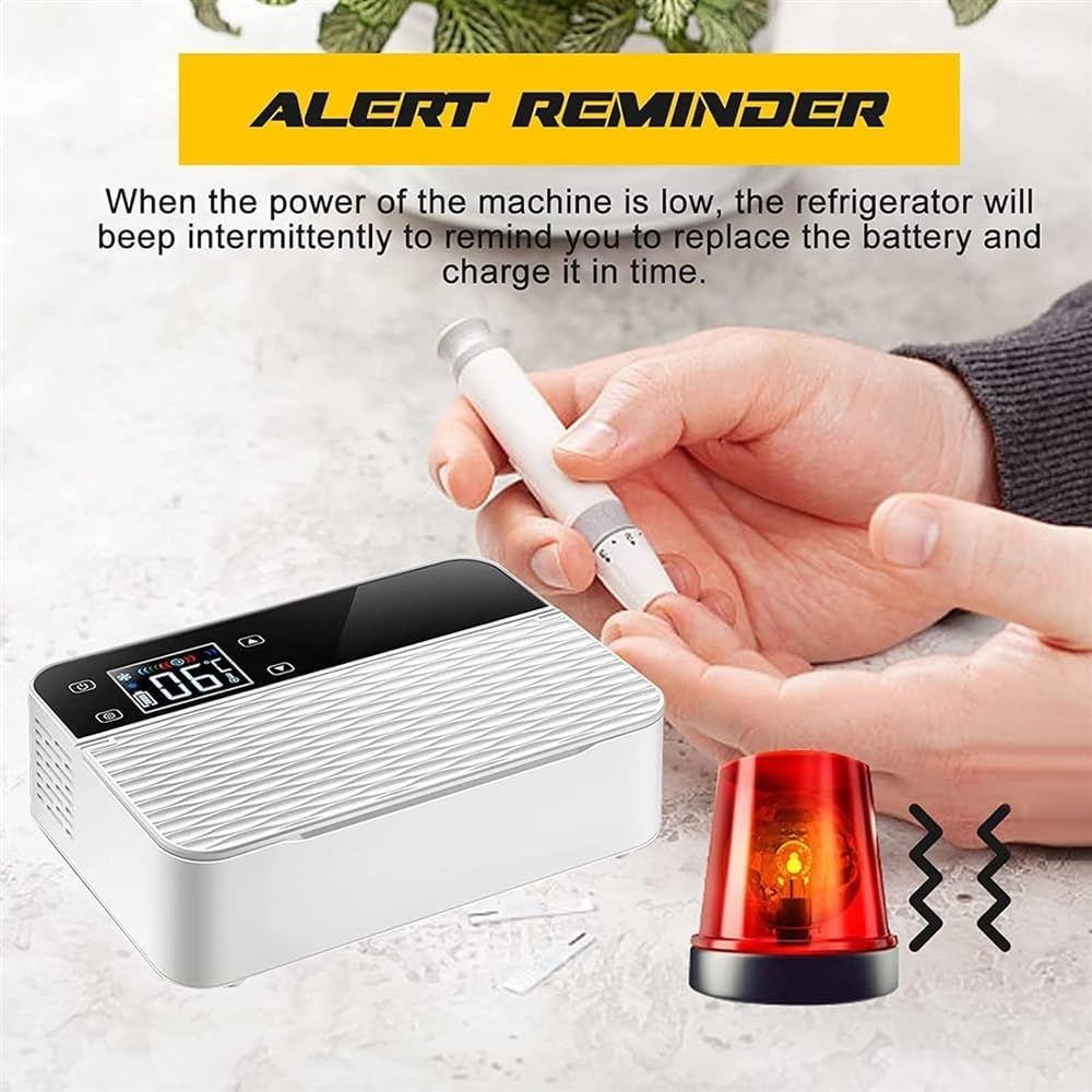 Insulin Cooler Case Diabetic Cooler Box Mini Drug Refrigerator Keeping Cooling 0-18℃ Portable car Insulin Cooler Box with Alarm, Battery Pack & USB