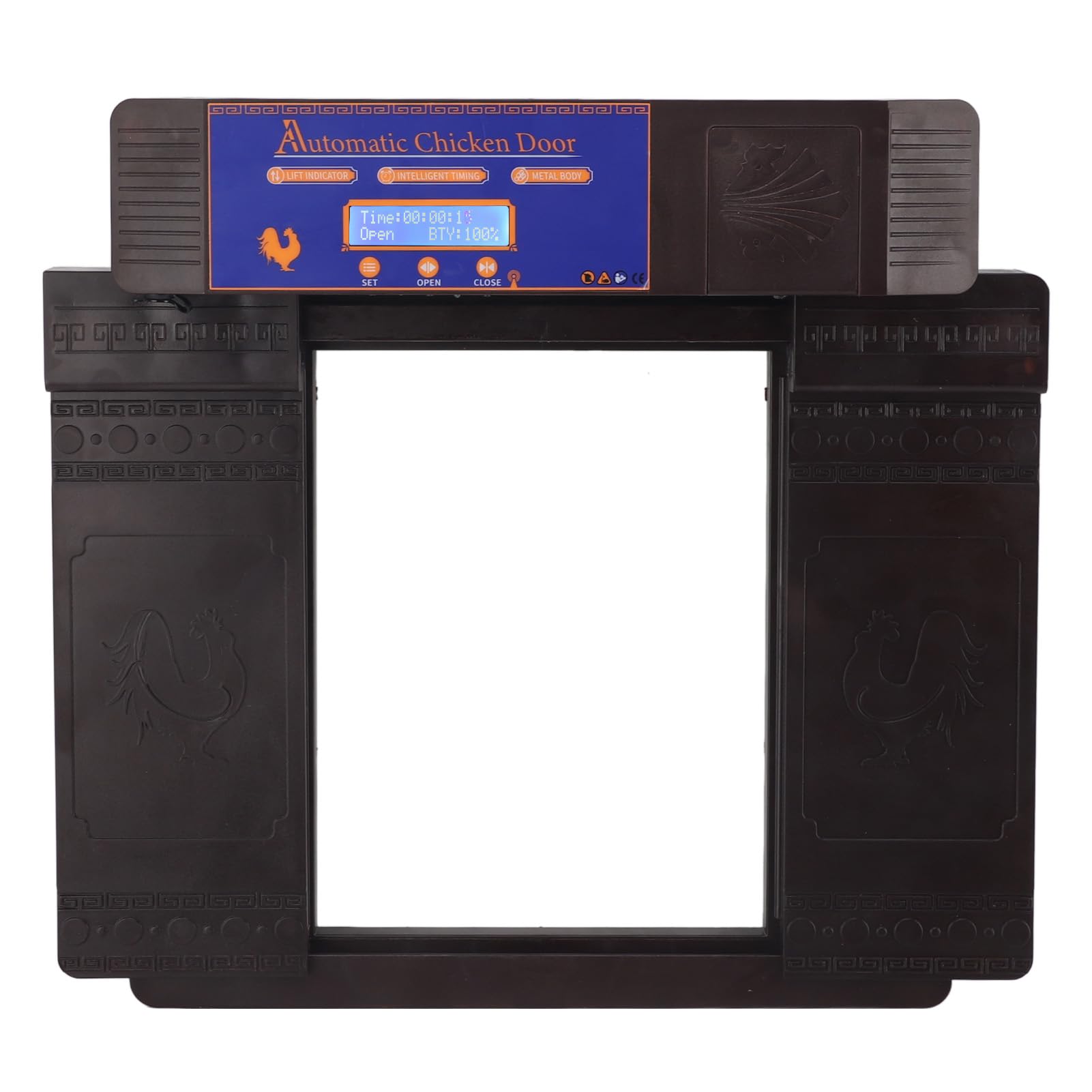 Porta Automatica per Pollaio, Timer a Batteria a Energia Solare, Display a LED, Apriporta per Polli, Doppie Porte con Avviso di Batteria Scarica Anti Pizzicamento per Polli, Anatre, Oche