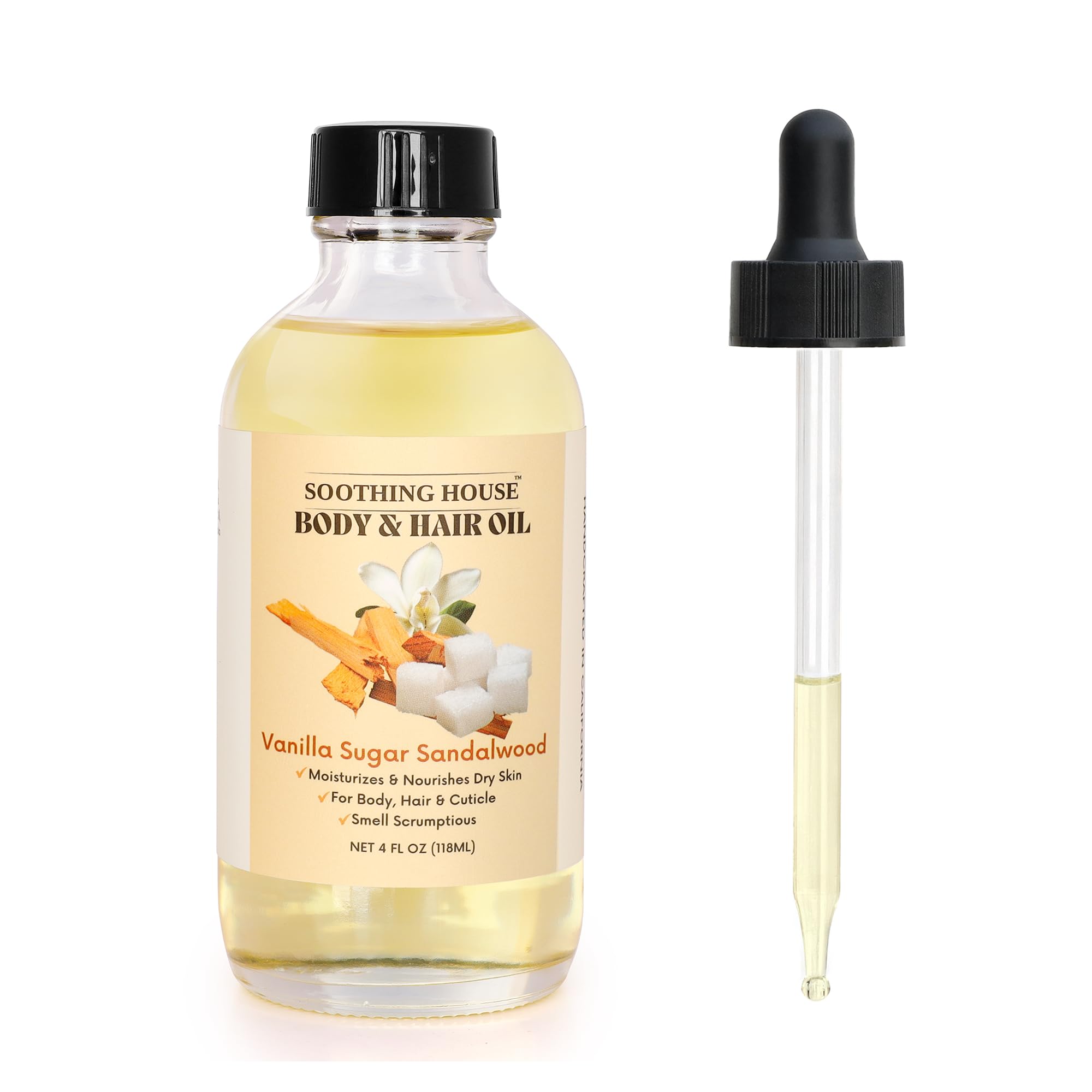 Sweet Pineapple Body Oil - Moisturizing Body Oil for Soft, Glowing Skin with Almond & Jojoba Oil (4 fl oz): Vanilla Sugar Sandalwood 4 Fl Oz (Pack of 1)