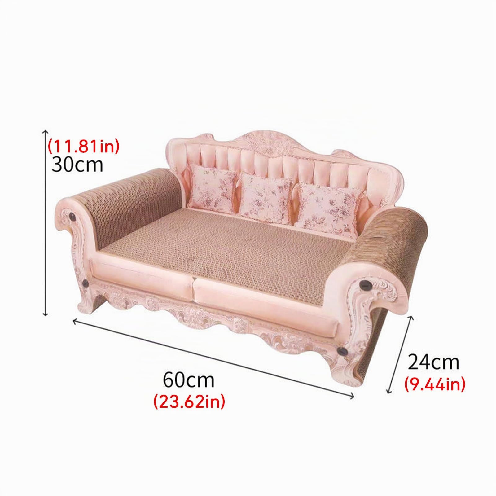 Katzenkratzbett, 60x24cm Scratcher Lounge Pad, Robustes Kratzbrett, Kein Schmutz, Kratzlounge Katzen Mit Eine Matte, Kratzpad Für Katze, Katzenspielzeug Kratzen Pappe