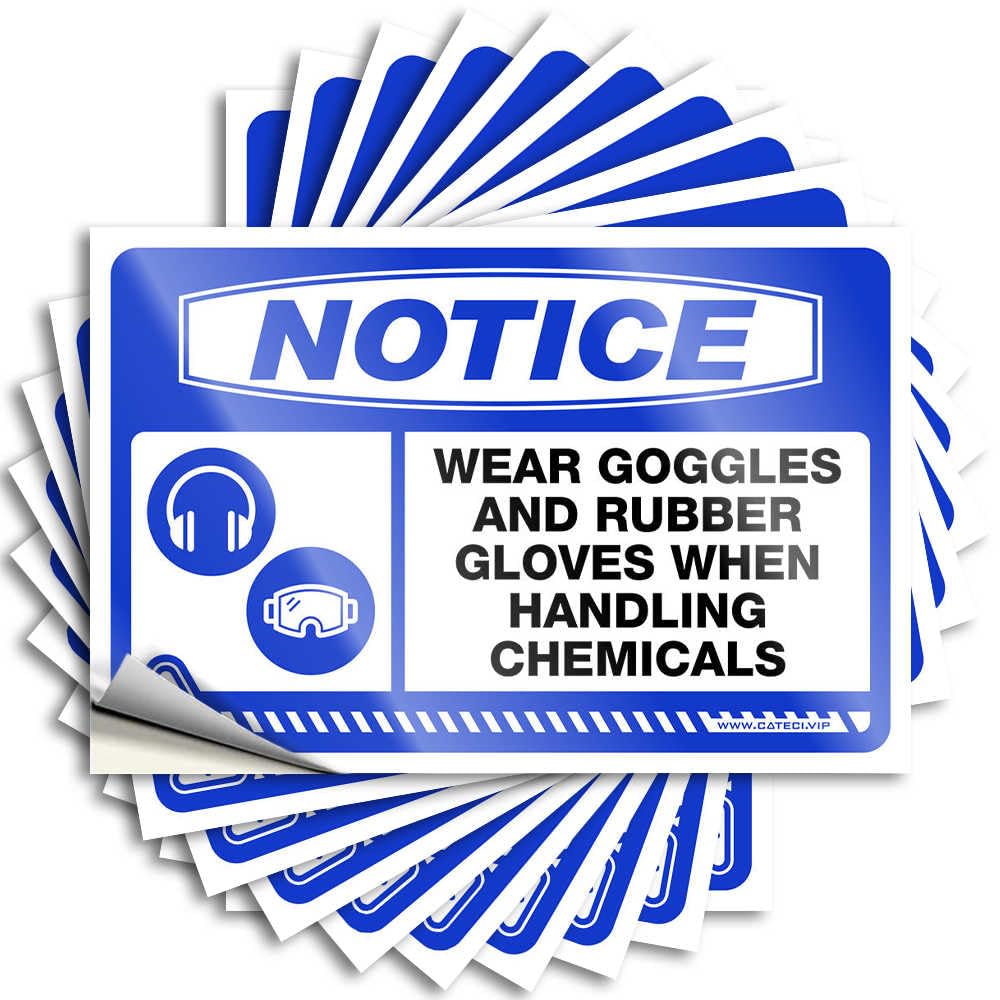 Stickers Optical Illusion Bathroom Sets Garage Notice Wear Goggles and Rubber Gloves When Handling Chemicals - No Residue Decals for Girl(6X9CM)