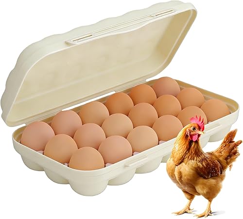 Miniatura 14 de PhantomSky Soporte para huevos al aire libre de gran capacidad, contenedor de almacenamiento de huevos frescos de plástico para refrigerador, #4-015