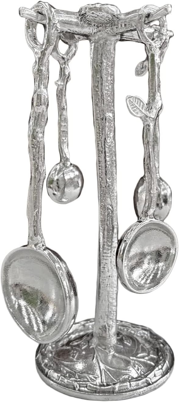 Crosby & Taylor Twig Pewter Measuring Spoon Set with Display Post, Lead-Free, Handmade in the USA
