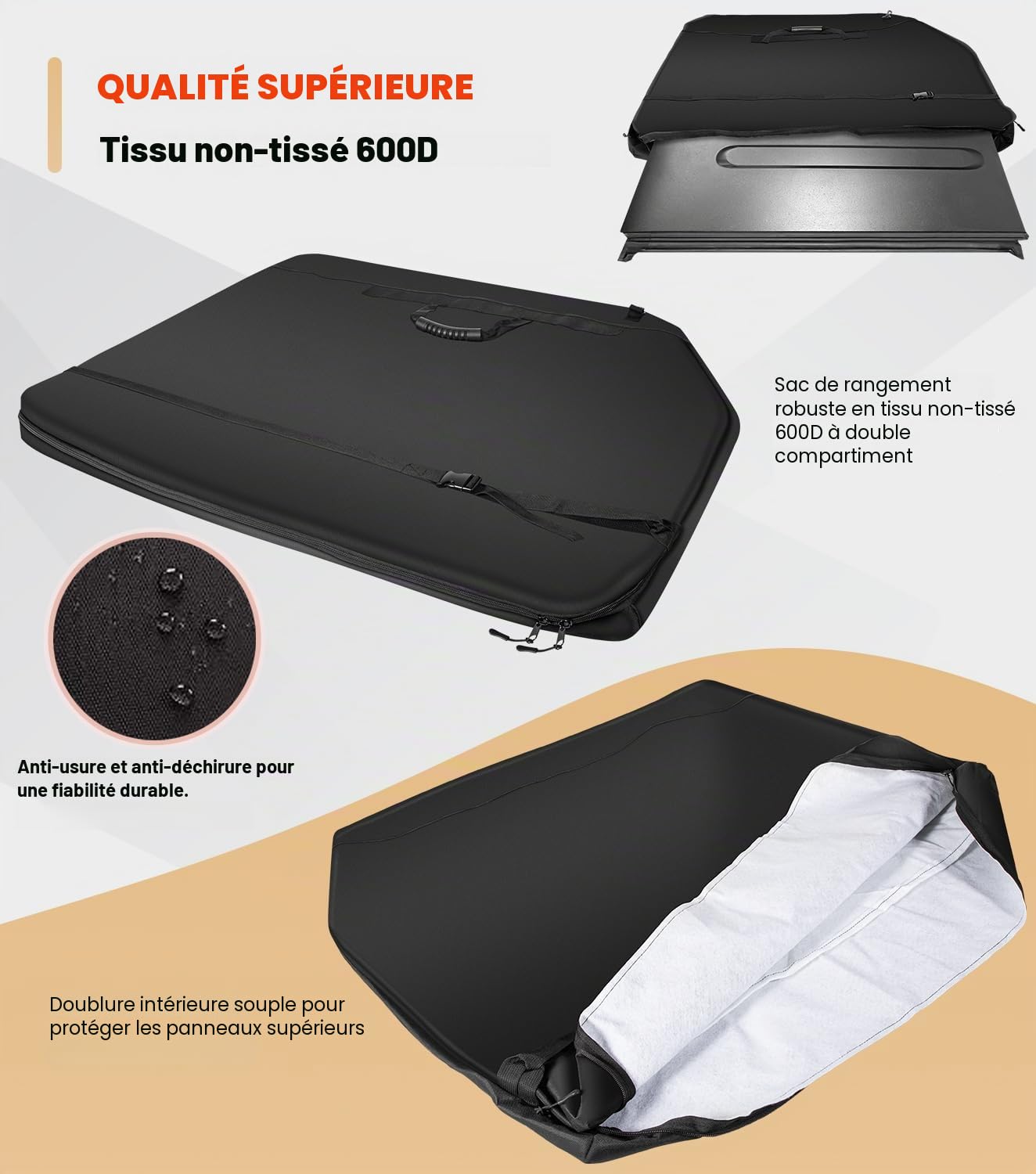 Camoo Freedom Panel Sac de rangement rigide avec poignée compatible avec Jeep Wrangler JK JKU JL JLU Sports Sahara Freedom Rubicon Unlimited Gladiator 2 portes et 4 portes et Gladiator JT 2020-2022