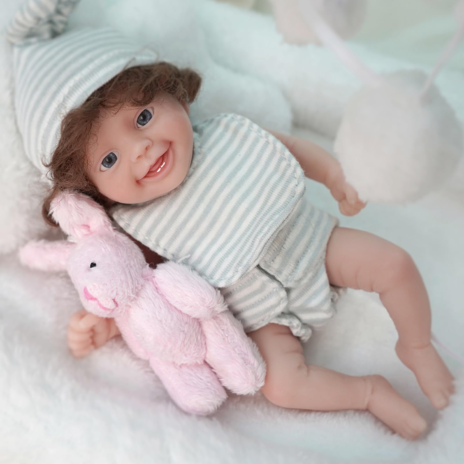 Miaio Reborn Baby Doll 17,8 cm Bambola in silicone mini realistica neonato bambola in silicone pieno corpo sollievo dallo stress per adulti fatto a mano con accessori per l'alimentazione e il bagno