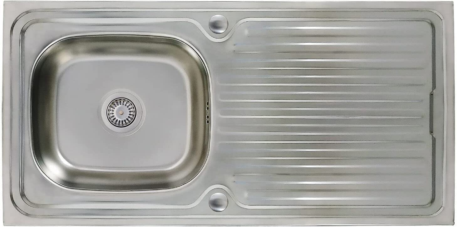 Einbauspüle aus Edelstahl 100x50 cm Spülbecken Küchenspüle Edelstahlspüle Waschbecken inkl. zubehör und Siphon Set