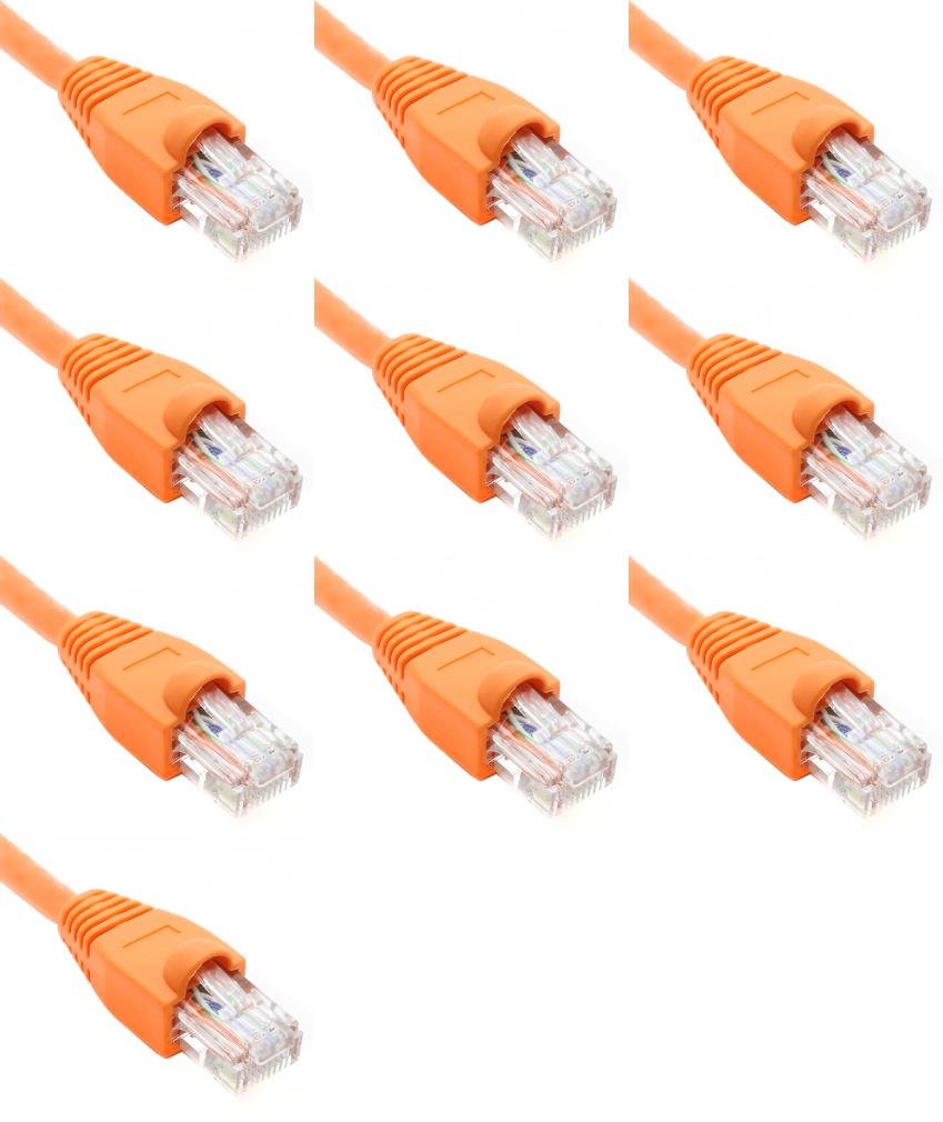 Ultra Spec Cables 10 sztuk – pomarańczowy kabel sieciowy Ethernet Cat6 LAN, kabel krosowy RJ45 Gigabit