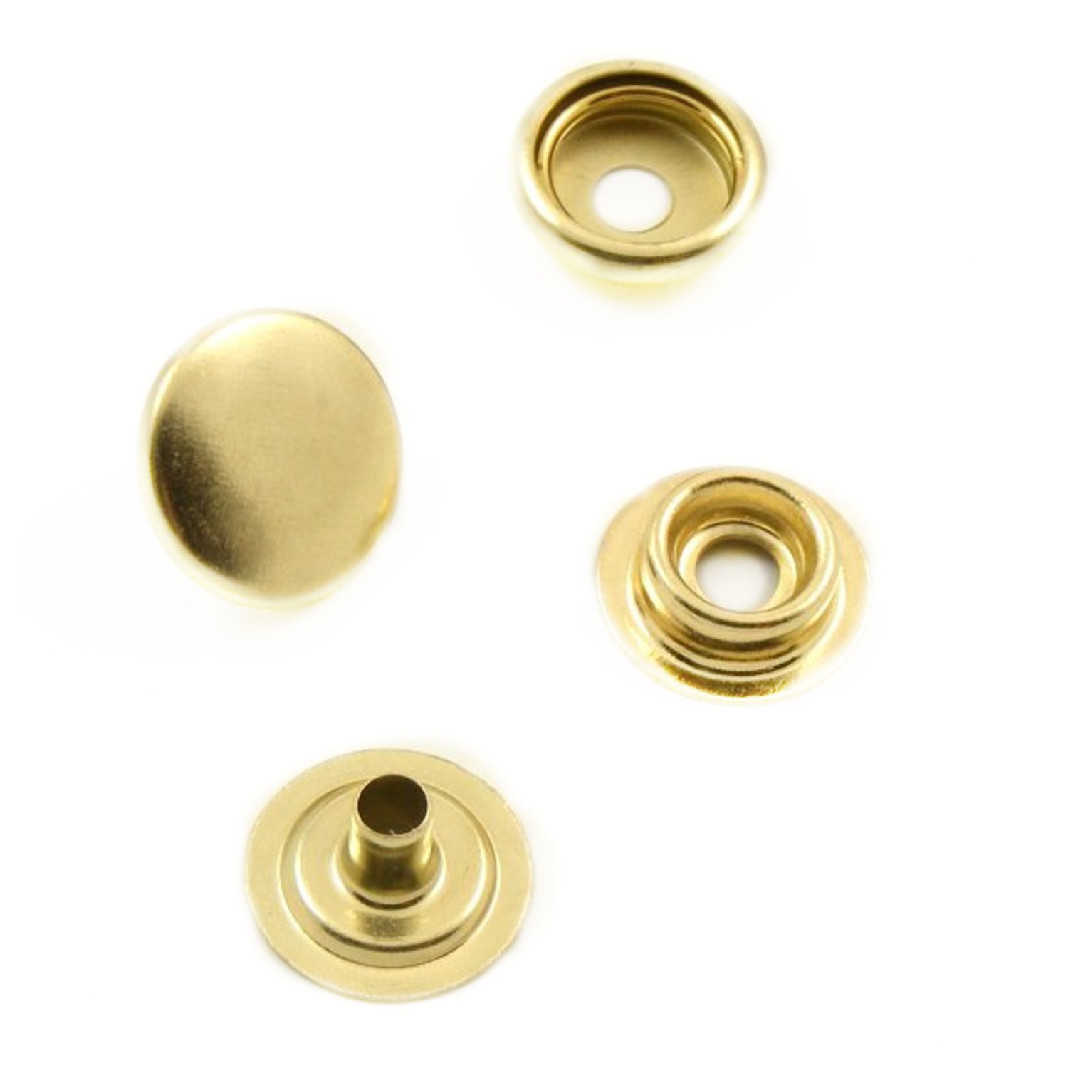 Trimming Shop 15mm 4 Part Metal Press Studs No Sew Buttons, Gold, 100pcs โ image 1
