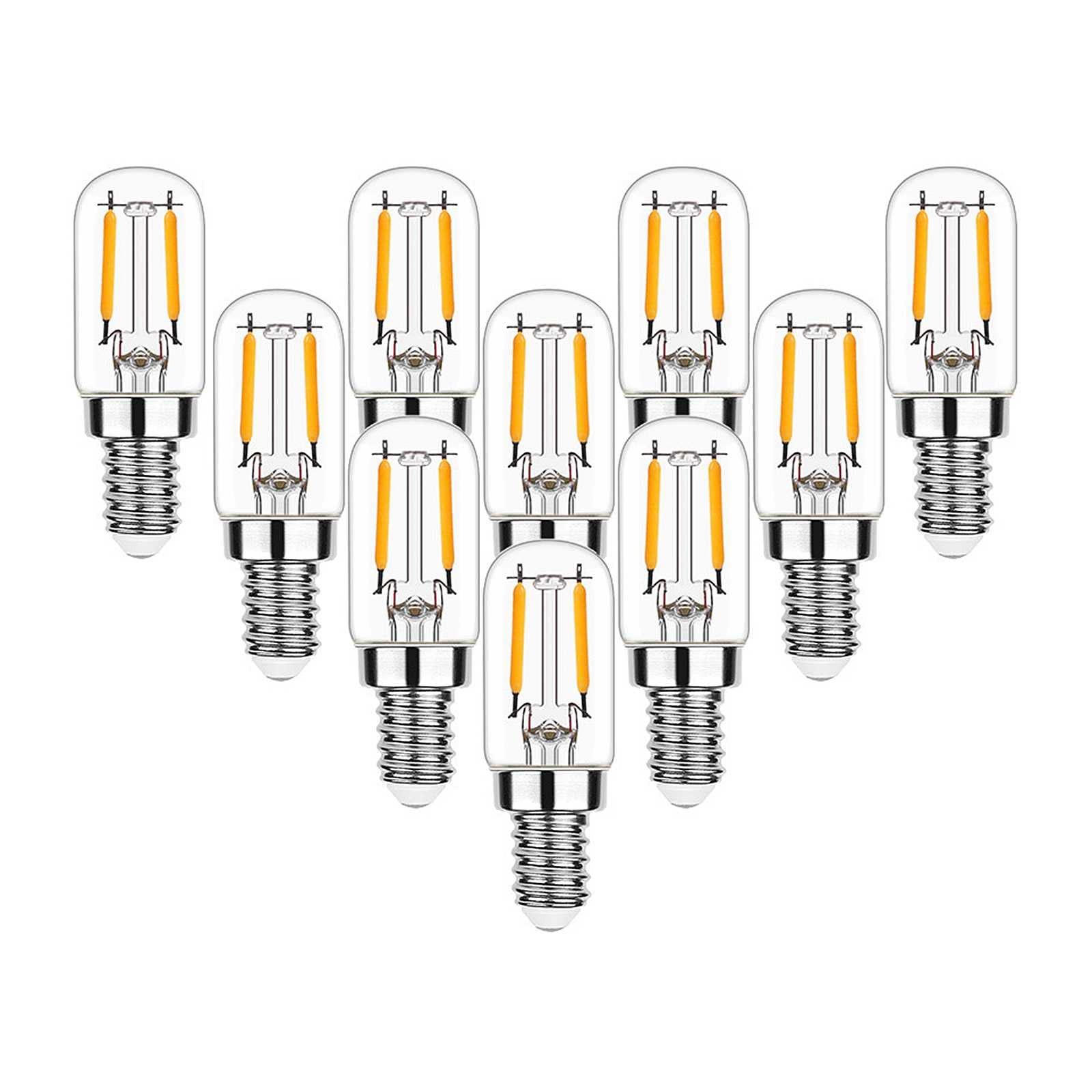 KUNOQXHA T20 E14 Night Light Bulbs, 2W Deep Dimming Non Flicker LED Candelabra Bulb 20W Equivalent Salt Lamp Bulb 2200K Warm White 200 Lumens E14 Tubular Small Filament Bulbs 5 Pack