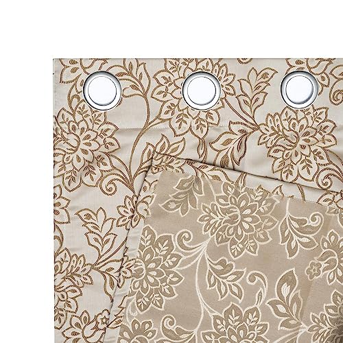 Image of Wakefit Curtains 9 feet Long Set of 2, Curtains for Bedroom /Living Room, Door Curtains 9 feet, Jacquard Curtains, Polyester Curtains (Squash-Floral D Brown)