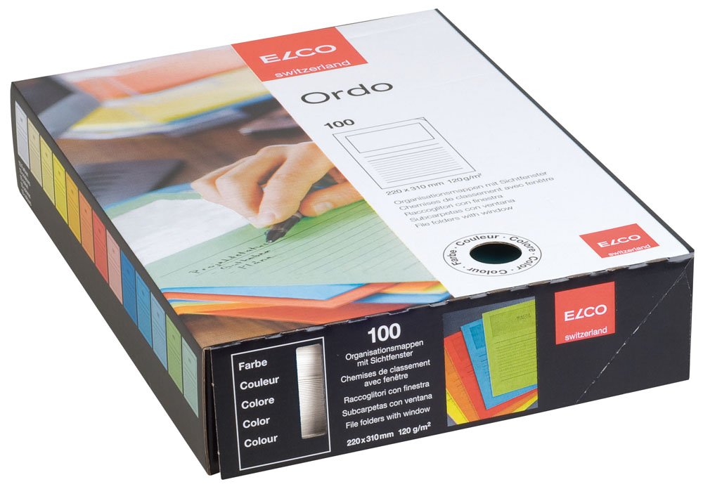 Elco "Ordo""Classico"" - Subcarpetas de papel con ventana - Blanco - caja de 100"