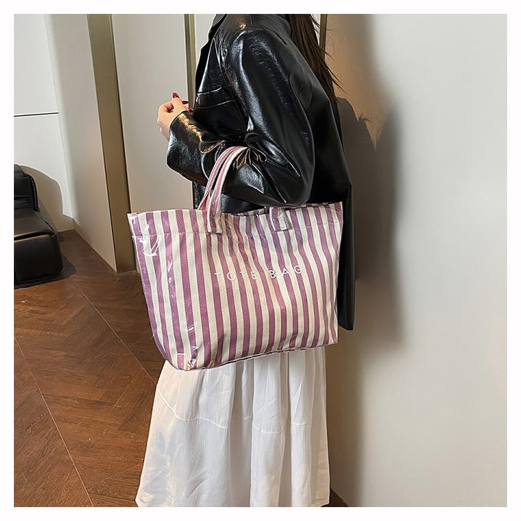 Image of Lushandy PVC Tote Bag for Women Jelly Beach Bag Top Handle Hobo Handbag | Water-Resistant, Wipe Clean, Lightweight