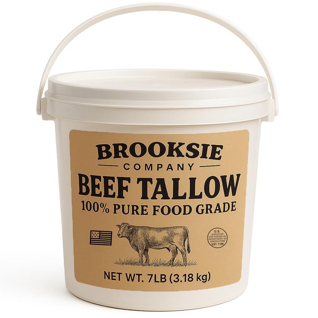 100% Pure Beef Tallow for Cooking - 7lb Bulk - Food Grade Non-GMO | Made in USA | Gluten-Free | Great For Roasting, Baking, Seasoning, Soap, Skincare
