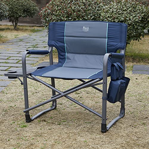 Timber Ridge Xxl Upgraded Oversized Directors Chairs With Foldable Side Table, Detachable Side Pocket, Heavy Duty Folding Camping Chair Up To 600 Lbs Weight Capacity (Brown) Ideal Gift #TOP1