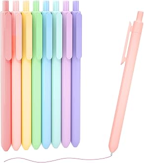 Shuttle Art Retractable Coloured Gel Pens, 0.5mm 8 Colours Gel Ink Pens, Pastel Pens Fine Point Quick Drying Cute Pens for Writing, Drawing, Journaling, Notes-Taking, School Office Supplies