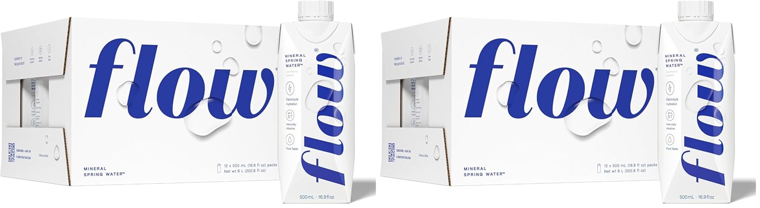 Flow Alkaline Spring Water - Refreshing Taste-Of Natural Alkaline Water With Natural Electrolytes,Eco-Friendly Packaging,Non-GMO And BPA-Free. Unflavored. of 16.9 FL Bottles,(Pack of 24)