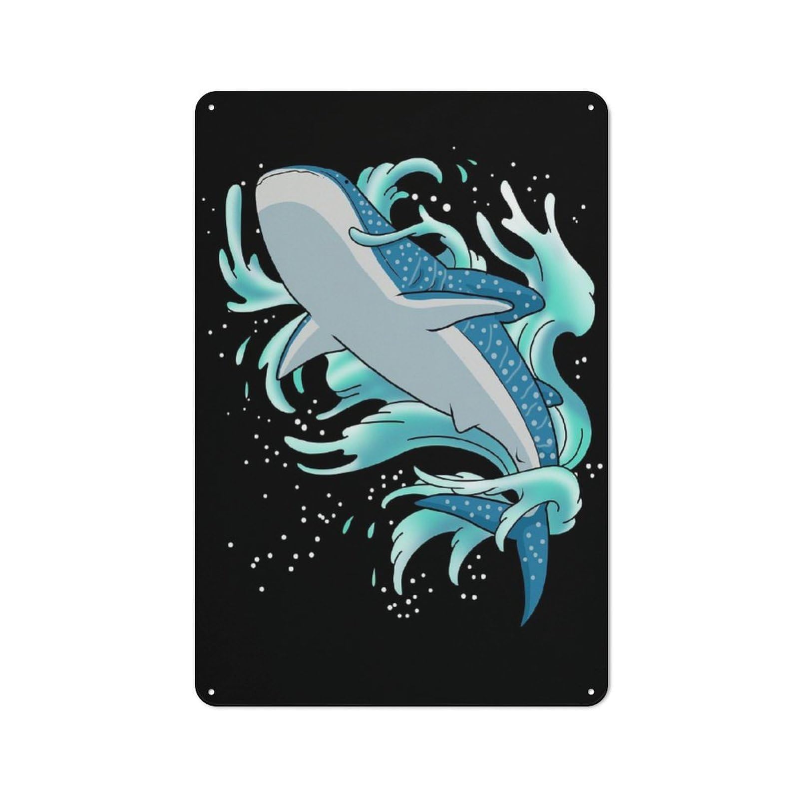 Junmoney Whale Shark Scuba Diving Metal Wall Sign 30X20cm Featuring For Bar Or Restaurant, For Restaurant Interior Fans